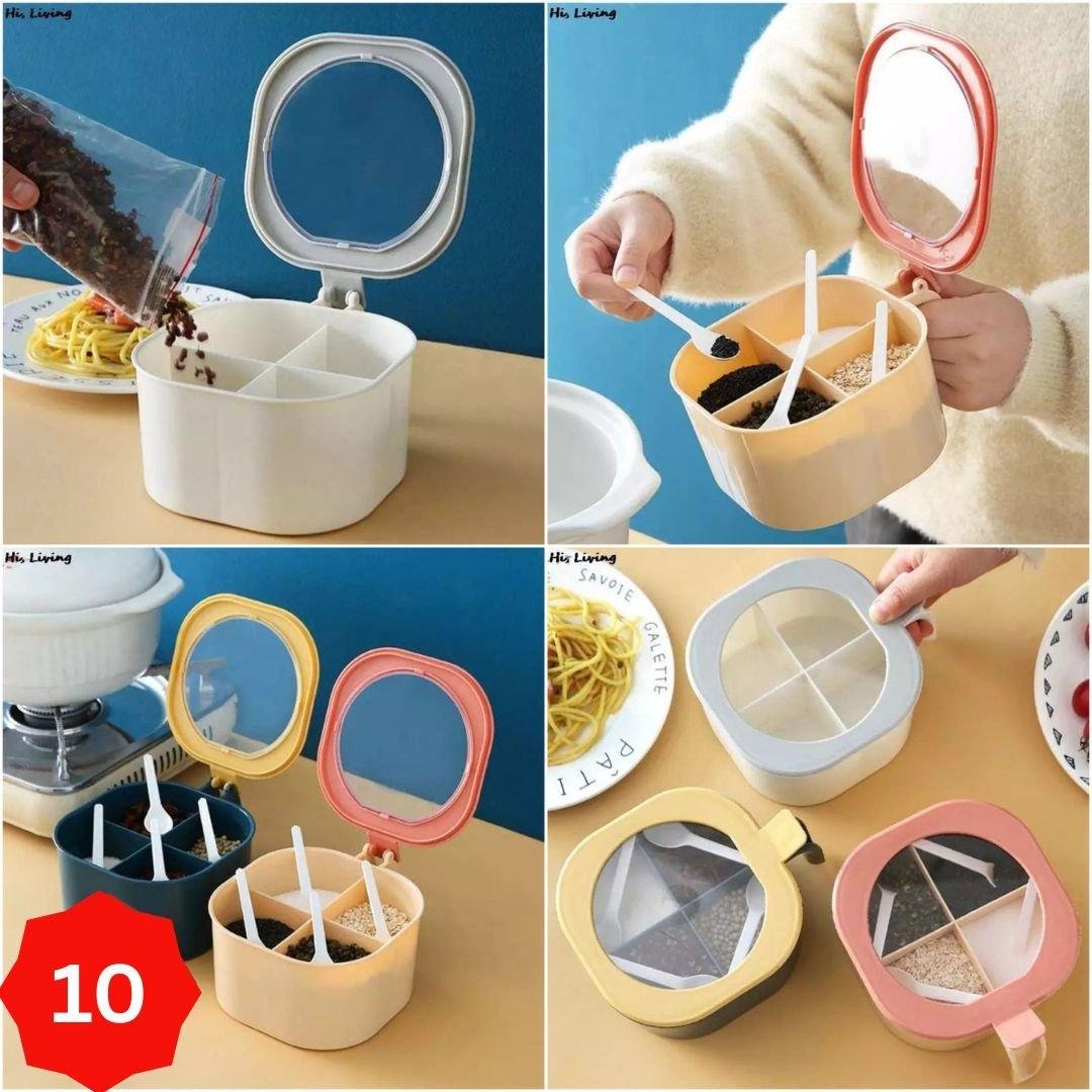 علبة بهارات مع 4 ملاعق