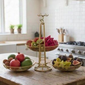 سلة فواكة معدنية فاخرة قابلة للطي