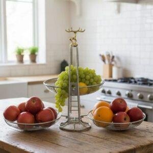 سلة فواكة معدنية فاخره قابلة للطي