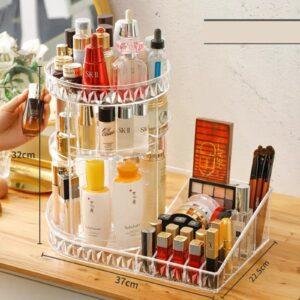 منظم مكياج أكريليك شفاف دوار بزاوية 360 درجة