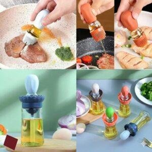 زجاجة موزع للزيت مزودة بفرشاة سيليكون.