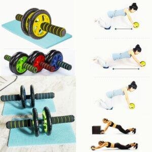 عجلة تمارين البطن مزدوجة العجلات